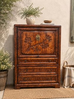The Willow Branch Carved Wood Armoire – 62” Tall