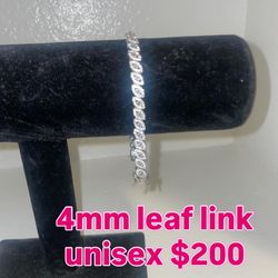 4mm leaf link bracelet 7.5 inch