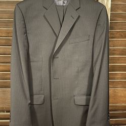 Business Suit : Calvin Klein Suit : Navy Blue Pinstripe Suit
