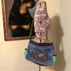 Vintage Dog Family Laurel Burch Medium Canvas Summer Purse Tote Hobo Bag Handbag New With Tag