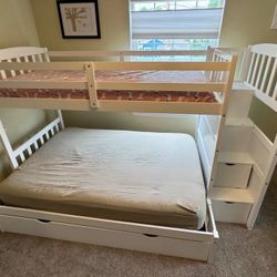 Twin Full Bunk Bed With Stairs 