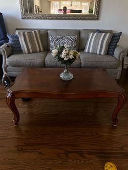 Cherry Wood Coffee Table with Cabriole Legs
