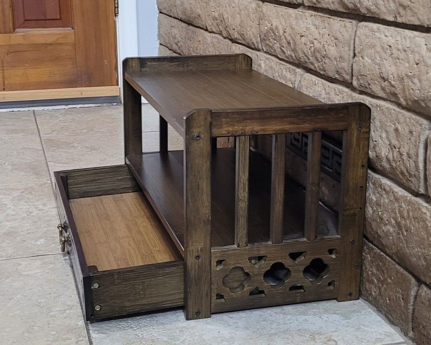 Buddha Altar Table, 3-Tier Storage Cabinet with Drawer