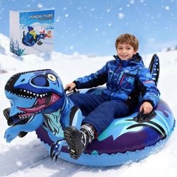 new Dinosaur Snow Tube, Inflatable Snow Tube Snow Sled for Kids & Adults, Sledding Heavy Duty Reinforced Double Layers Bottom, Ideal Snow Toys Winter 