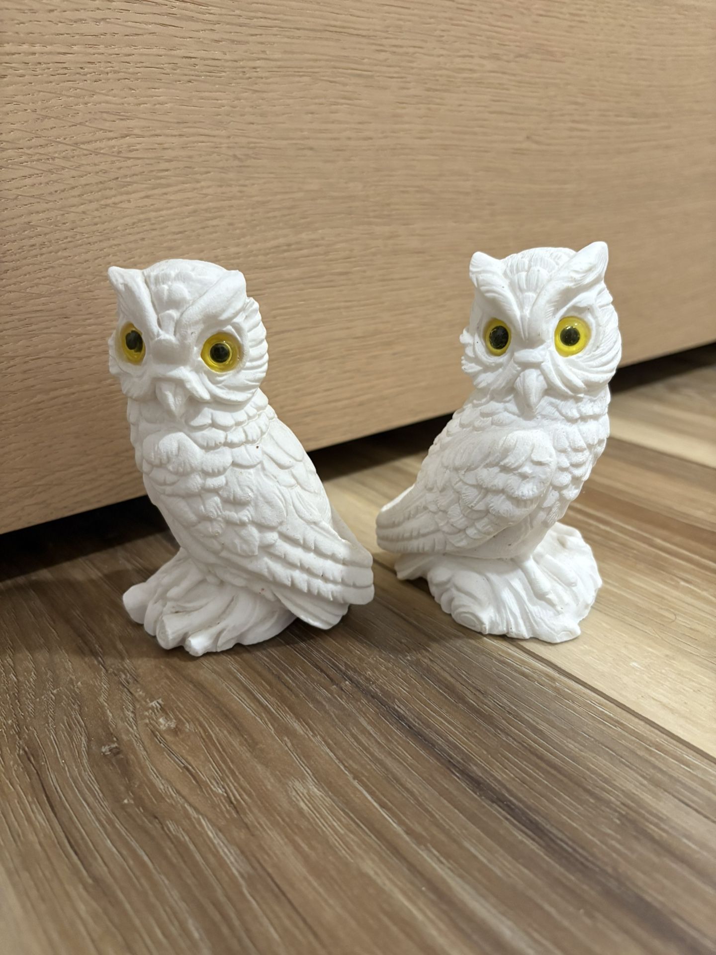 Vintage Stone Owl Figures Statues