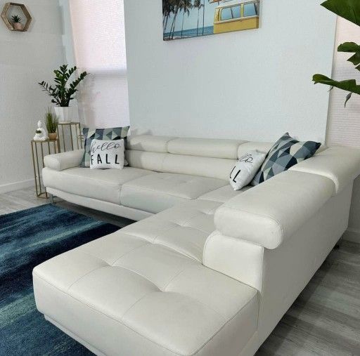 Brand New Faux Leather Sectional White