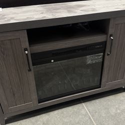 48-in WIron Oak Free standing Infrared quartz Flat Wall Electric Fireplace