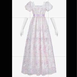 NSPSTT Golden Regency Dresses for Women 1800s Vintage Look Dress Victorian Ball Gown