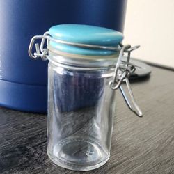 Vintage Round Glass Jar With Ceramic Lid W/closure