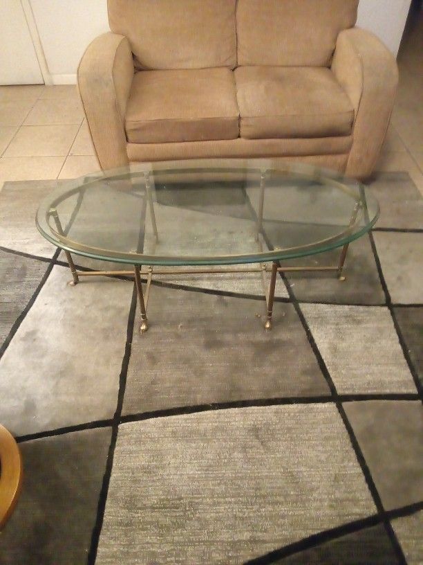 Antique Metal,Clawed Feet Oval Glass Beveled Top