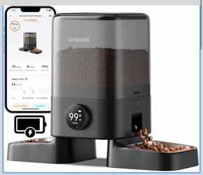oneisall Cordless 2.4Ghz WiFi Automatic Cat Feeder for 2 Cats, Rechargeable 100-Day Battery Operated Auto Cat Feeder, 20 Cups/5L Timed Cats Food Dispe