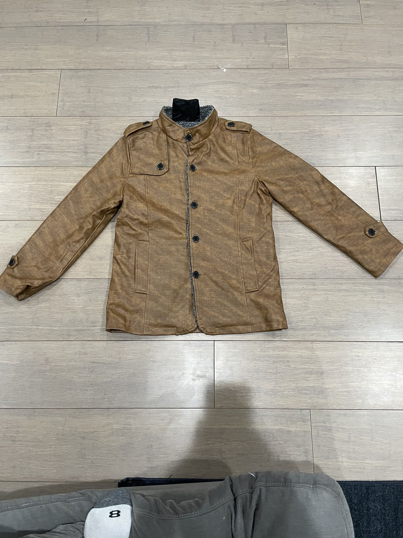 Brown Jacket – Faux Leather & Shearling Lined (Men’s Size M)