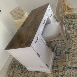 Farmhouse And Vintage Desk, Dresser, Chairs 