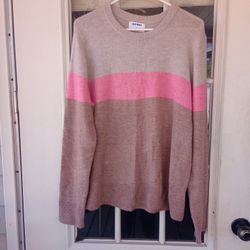 Old Navy Cozy Pink Color-Blocked Crew-Neck Sweater for Women Sz XL