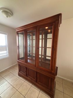 Wood China Cabinet with Glass Doors