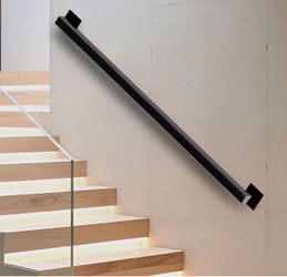 Black Square Wall-Mounted Stair Handrail