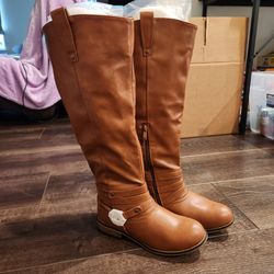 NEW JOURNEE COLLECTION WOMEN'S WALLA WIDE CALF KNEE-HIGH BOOTS, CHESTNUT, US SIZE 7