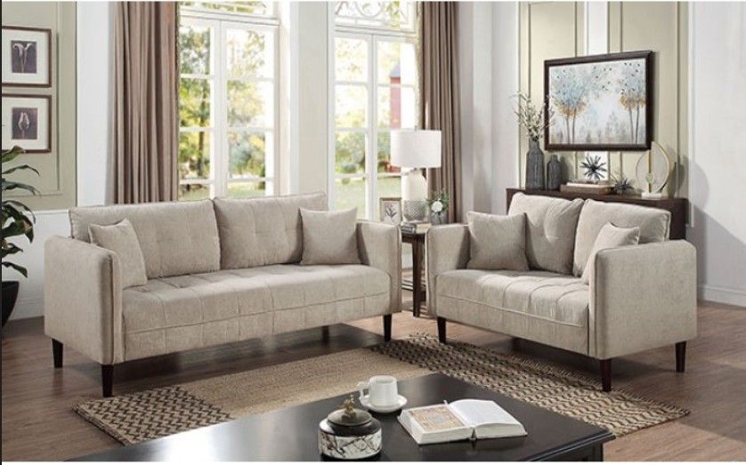 Brand New Light Grey Contemporary Style Sofa & Loveseat