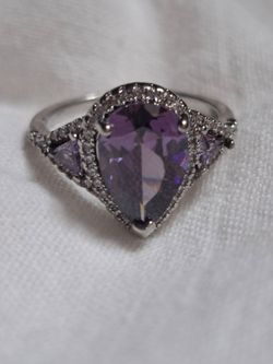 Silver plated amethyst size 7 ring