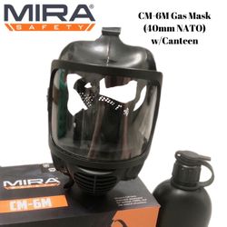 Gas Mask, Mira Safety CM-6M  w/Canteen, N.I.B. 