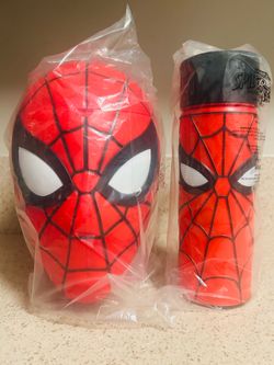 Spider-Man brand new Day Popcorn Bucket head& Bottle