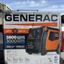 New!! Generac 3800/3000-Watt Dual Fuel Inveter Generator, Fully Enclosed Case and Easy-To-Use Electric Start with Battery Included