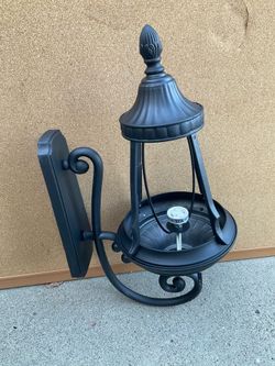 Vintage-Style Outdoor Wall Lantern Porch Light Fixture – Black Metal – As Is