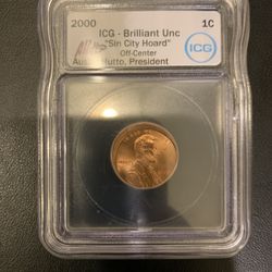 2000 Lincoln Cent ICG-Brilliant Uncirculated “ Sin City Hoard” Off Center