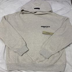 Fear of God Essentials Light Gray Hoodie Oversized Back Logo New w/ Tags