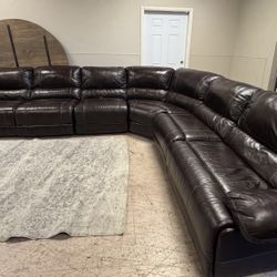 Living Spaces Real Leather power recliner couch , free delivery 🚚