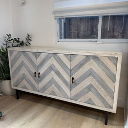 Solid Wood Chevron Console / Credenza – 60