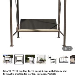 GRAND PATIO Outdoor Porch Swing 3-Seat with Canopy and Removable Cushion for Garden, Backyard, Poolside