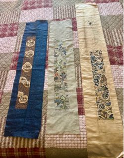 MUSEUM QUALITY Antique Chinese Imperial Silk Embroidery Panels (3-Piece Set) - PRE-1949 PROVENANCE