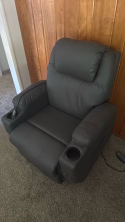 Reclining leather chair with remote