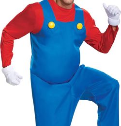 Disguise Official Super Mario Bros Mario Adult Costume w/Hat, Large/X-Large
