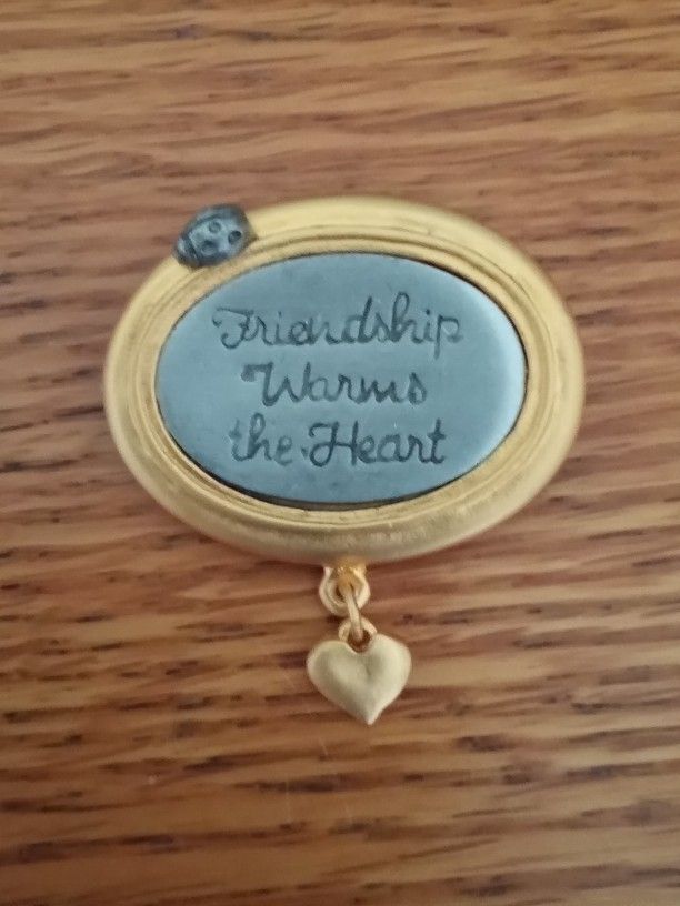 Hallmark Marjolein Bastin "Friendship Warms the Heart" Ladybug & Heart Pin
