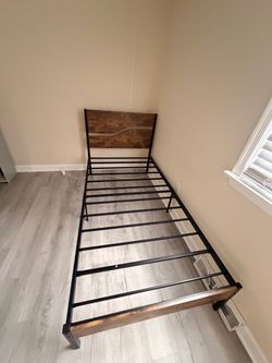 Twin size bed frame and mattress