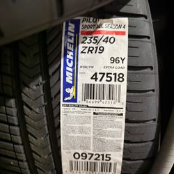 New Michelin Pilot Sport All Season 4 235/40ZR19. 