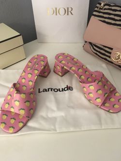 Larroude  Leather Printed Slides 