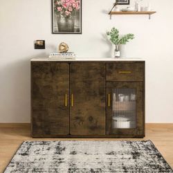 Brown Cabinet With Marble Top 