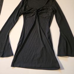 Women's Black Mini Long Sleeve Dress 