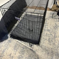 42” L x 28” W x 30” H metal crate with orthopedic dog bed 