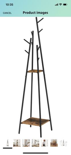 Coat Rack Stands Hooks Storage Shelves, Hats, and Bags, Industrial, Rustic Brown and Black Shoe Organizer Storage Shelf Wood Metal