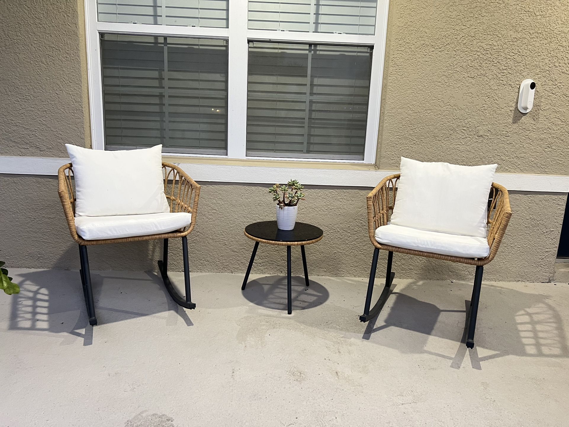Cushioned 3 Piece Patio Rocking Chair Set