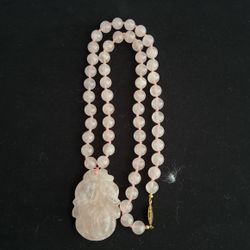 Pink Coral Jade Beady Necklace w/pendant