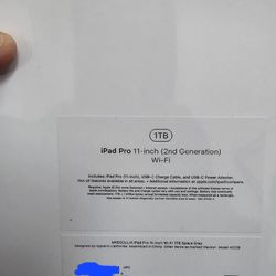 Apple Ipad Pro 11" 1Tb WiFi Space Gray Brand New Sealed In Box