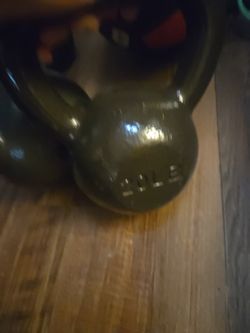 Kettlebels 20 And 30 Lbs And Dumbells 15 Lbs