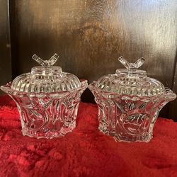 Vintage Glass Candy Jars, Trinket or jewelry boxes with lids