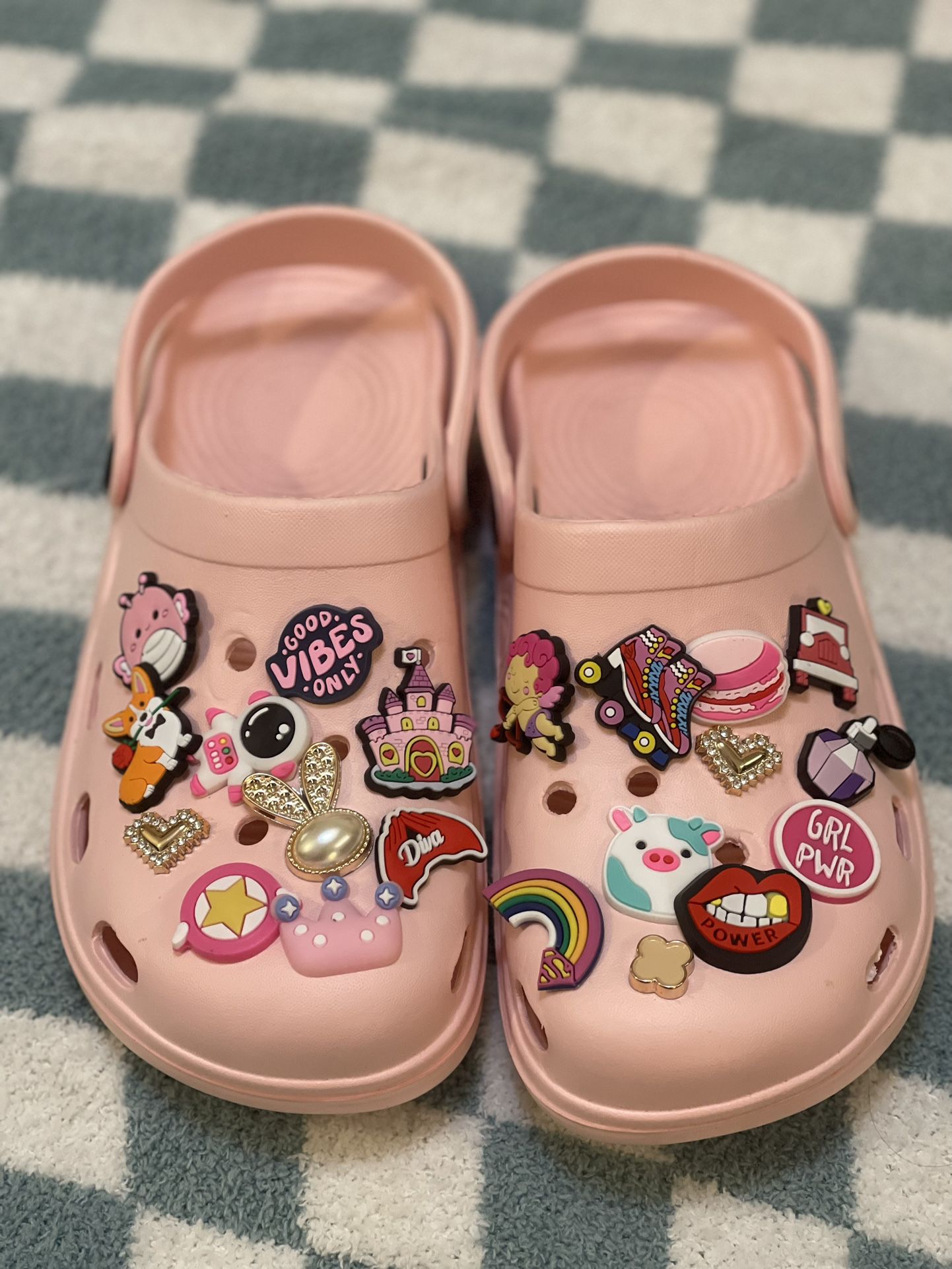 Pink Crocs With Charms 