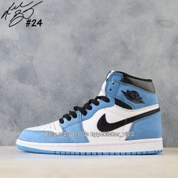 Jordan 1 Retro High White University Blue Black 35 Size 4 to 13